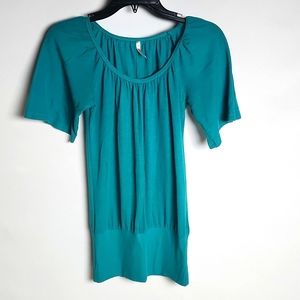 Rue21 Green Short Sleeve Top Drop waist Wide Waistband Size-Small